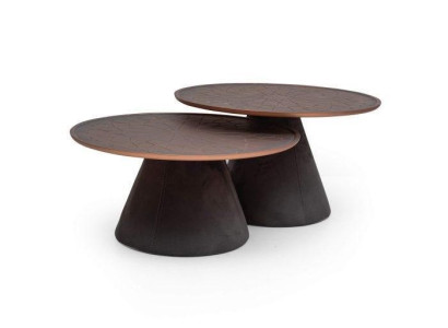 Scandinavian wood coffee tables, set of 2, minimalist